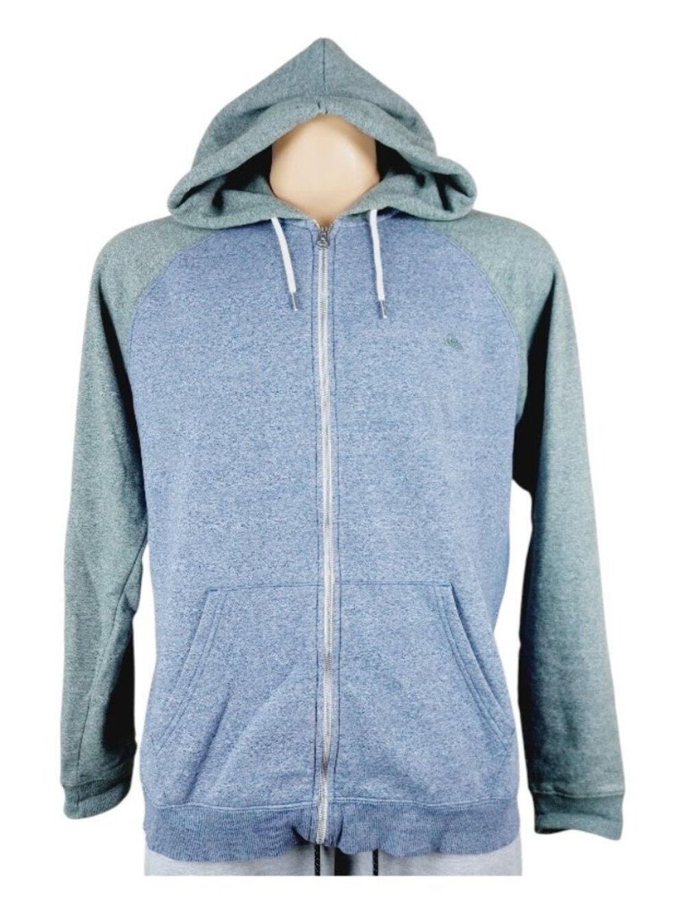 Quicksilver Men's Blue Green Everyday Fleece Heather Full-Zip Hoodie Size XL